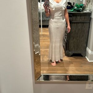 Silver formal prom dress